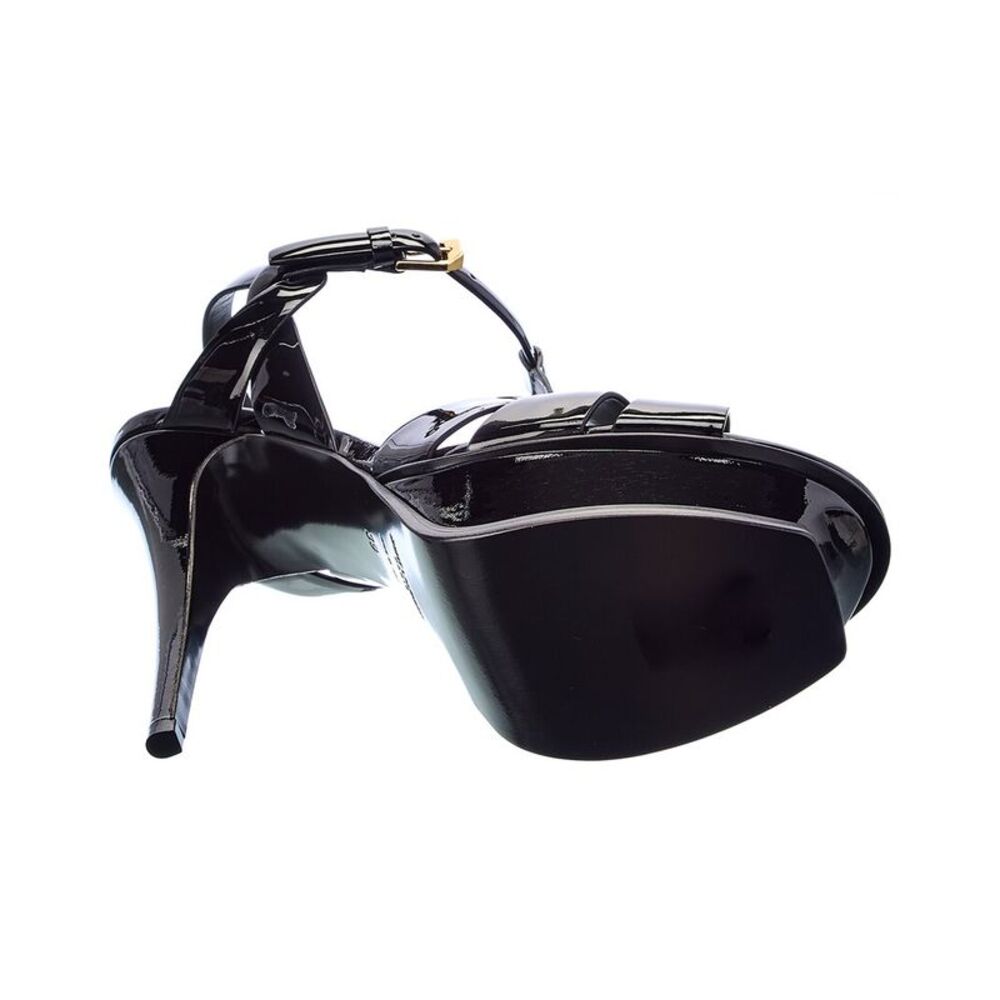 Saint Laurent Tribute 105 Patent Platform Sandal, Black - Picture 4 of 5